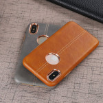 Wholesale iPhone X (Ten) Armor Leather Hybrid Case (Brown)